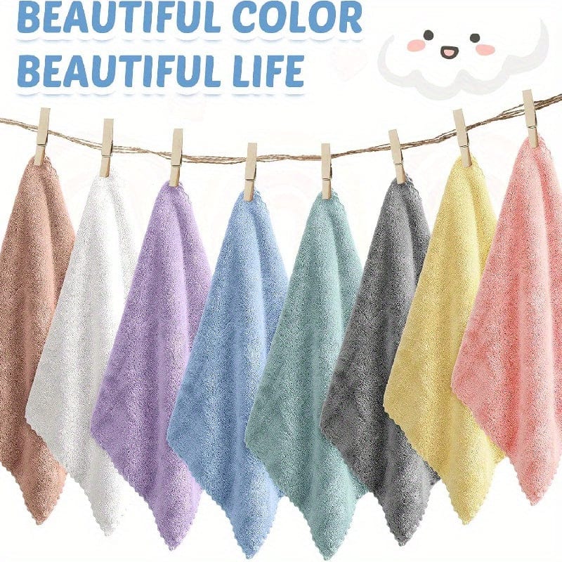Planet Gates Multicolor 20pcs Solid Color Washcloths, Simple Plain Face Cloth, Soft Absorbent Towel Small Face Towel, Bathroom Supplies Travel Accessories Bathroom Accessories