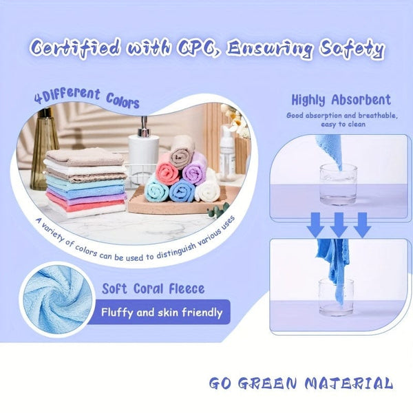 Planet Gates Multicolor 20pcs Solid Color Washcloths, Simple Plain Face Cloth, Soft Absorbent Towel Small Face Towel, Bathroom Supplies Travel Accessories Bathroom Accessories