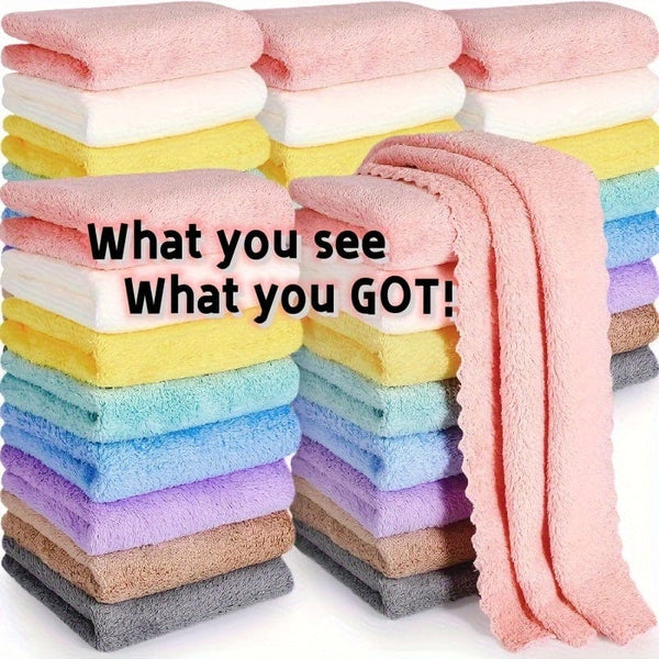 Planet Gates Multicolor 20pcs Solid Color Washcloths, Simple Plain Face Cloth, Soft Absorbent Towel Small Face Towel, Bathroom Supplies Travel Accessories Bathroom Accessories