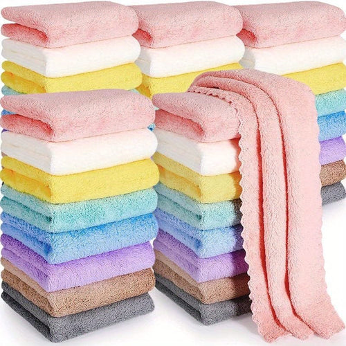 Planet Gates Multicolor 20pcs Solid Color Washcloths, Simple Plain Face Cloth, Soft Absorbent Towel Small Face Towel, Bathroom Supplies Travel Accessories Bathroom Accessories
