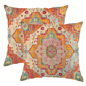 Planet Gates Multicolor 2pcs Boho Blue Throw Pillow Cover, Bohemia Ethnic Style Carpet Pattern Cushion Case For Sofa Couch, Home Decor, 45.72x45.72 Cm