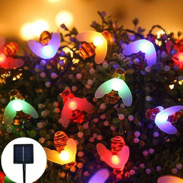Planet Gates Multicolor / 5M 20LED 1pack Solar Cute Honey Bee String Lights, Led String Fairy Light, 5M 20LED, Bee Outdoor Garden Fence Patio Christmas Garland Lights