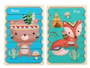 Planet Gates Multicolor Double Sided Strip 3D Puzzles Baby Toy Wooden Montessori Materials Educational Toys For Children Large Bricks Kids Learning Toys