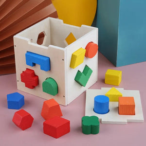 Planet Gates Multicolor Montessori 15 Hole Intelligence Box Geometric Shapes 3D Puzzle Early Education Three-Dimensional Wooden Paired Building Block
