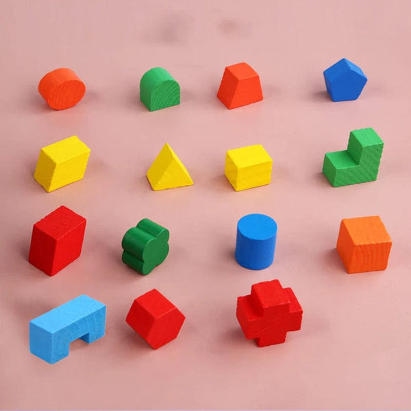 Planet Gates Multicolor Montessori 15 Hole Intelligence Box Geometric Shapes 3D Puzzle Early Education Three-Dimensional Wooden Paired Building Block
