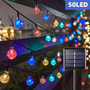 Planet Gates Multicolored / 23FT/7M/50LED LED Solar Crystal Ball String Lights 1 Pack Outdoor Waterproof Festoon Fairy Bubble Ball Lamp for Thanksgiving Halloween Garden Decorations