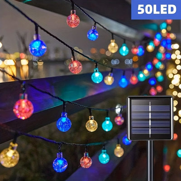 Planet Gates Multicolored / 23FT/7M/50LED LED Solar Crystal Ball String Lights 1 Pack Outdoor Waterproof Festoon Fairy Bubble Ball Lamp for Thanksgiving Halloween Garden Decorations