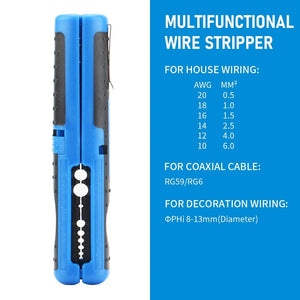 Planet Gates Multifunction Blue Multifunctional Cable Wire Stripper Cutter Pliers Hand Tool Hardware Tool Portable Anti-skid Handle Strip pen clip
