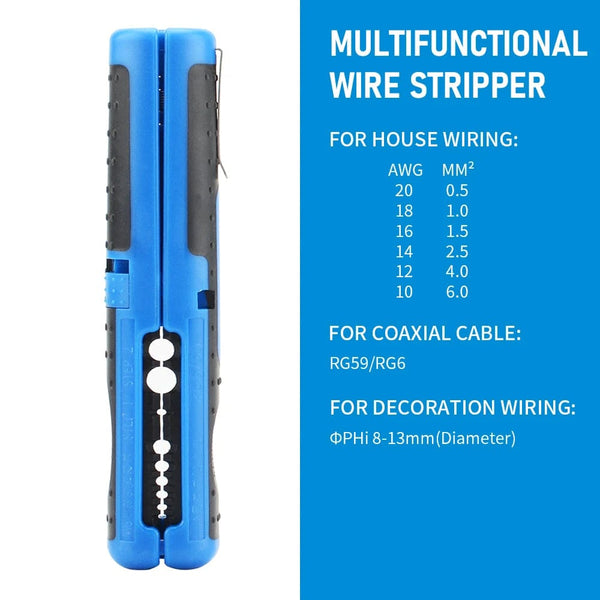Planet Gates Multifunction Blue Multifunctional Cable Wire Stripper Cutter Pliers Hand Tool Hardware Tool Portable Anti-skid Handle Strip pen clip