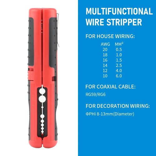 Planet Gates Multifunction Red Multifunctional Cable Wire Stripper Cutter Pliers Hand Tool Hardware Tool Portable Anti-skid Handle Strip pen clip