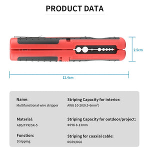 Planet Gates Multifunctional Cable Wire Stripper Cutter Pliers Hand Tool Hardware Tool Portable Anti-skid Handle Strip pen clip