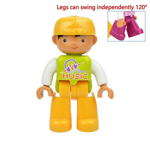 Planet Gates Music Boy Figures Dolls Big Size Building Blocks Family Action Workers Doctor Police Farmer Compatible Large Bricks Duploes Kid Toys