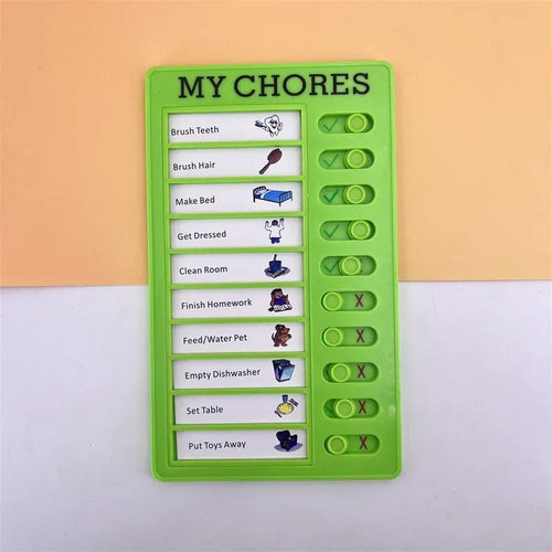 Planet Gates My chores Green Reusable My Chores Checklist Daily Planner Memo Plastic Board Chore Chart Responsibility Behavior for Kid Self-discipline Card