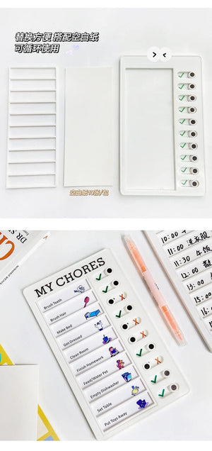 Planet Gates My chores Green Reusable My Chores Checklist Daily Planner Memo Plastic Board Chore Chart Responsibility Behavior for Kid Self-discipline Card