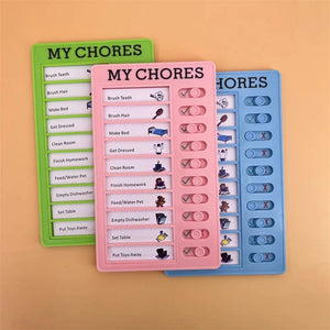Planet Gates My chores Green Reusable My Chores Checklist Daily Planner Memo Plastic Board Chore Chart Responsibility Behavior for Kid Self-discipline Card