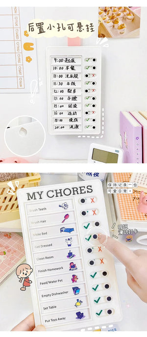 Planet Gates My chores Green Reusable My Chores Checklist Daily Planner Memo Plastic Board Chore Chart Responsibility Behavior for Kid Self-discipline Card