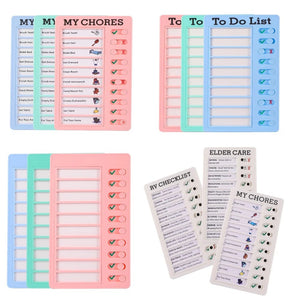 Planet Gates MY CHORES Reusable My Chores Checklist Daily Planner Memo Plastic Board Chore Chart Responsibility Behavior for Kid Self-discipline Card
