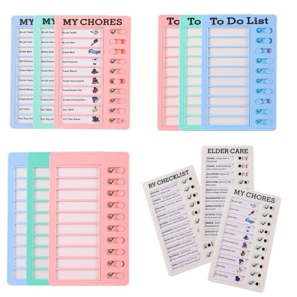 Planet Gates MY CHORES Reusable My Chores Checklist Daily Planner Memo Plastic Board Chore Chart Responsibility Behavior for Kid Self-discipline Card