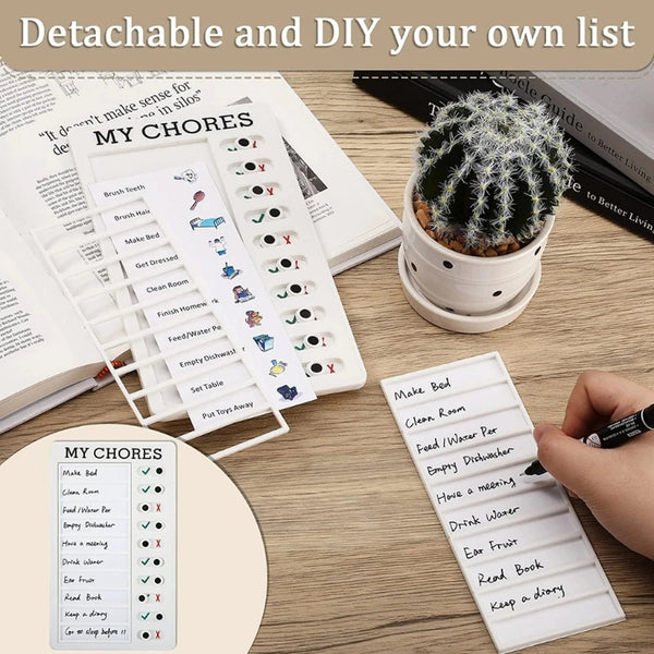 Planet Gates MY CHORES Reusable My Chores Checklist Daily Planner Memo Plastic Board Chore Chart Responsibility Behavior for Kid Self-discipline Card