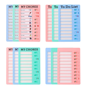 Planet Gates MY CHORES Reusable My Chores Checklist Daily Planner Memo Plastic Board Chore Chart Responsibility Behavior for Kid Self-discipline Card