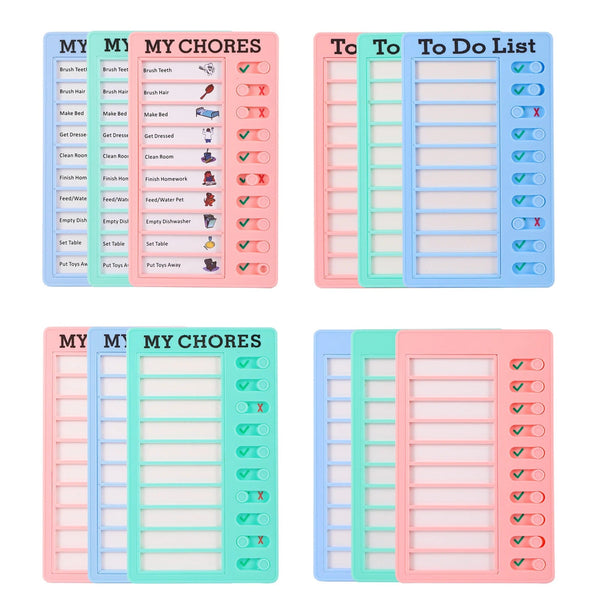 Planet Gates MY CHORES Reusable My Chores Checklist Daily Planner Memo Plastic Board Chore Chart Responsibility Behavior for Kid Self-discipline Card