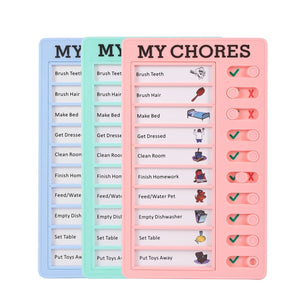 Planet Gates MY CHORES Reusable My Chores Checklist Daily Planner Memo Plastic Board Chore Chart Responsibility Behavior for Kid Self-discipline Card