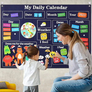 Planet Gates My Daily Calendar,Farm,Transportation Felt Story Board For Toddlers,Preschool Education Storytelling Montessori Toys for Kids