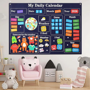 Planet Gates My Daily Calendar,Farm,Transportation Felt Story Board For Toddlers,Preschool Education Storytelling Montessori Toys for Kids