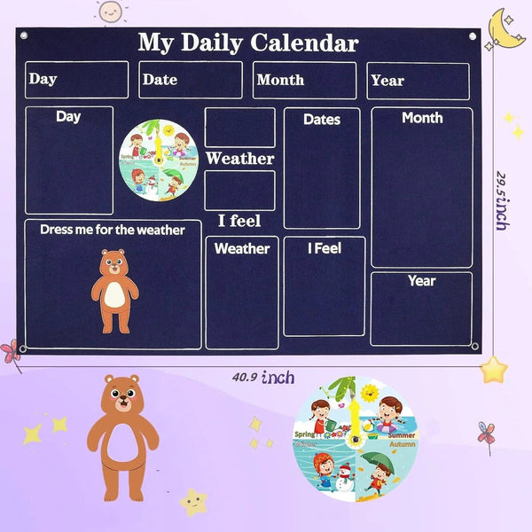 Planet Gates My Daily Calendar,Farm,Transportation Felt Story Board For Toddlers,Preschool Education Storytelling Montessori Toys for Kids