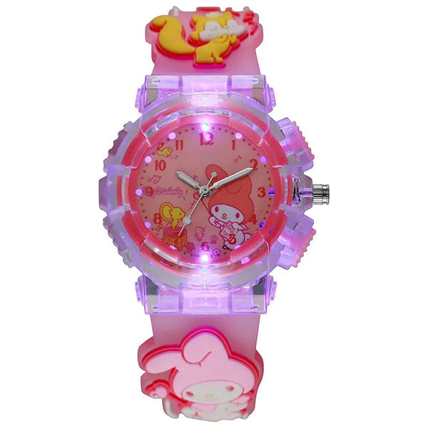 Planet Gates My Melody / CHINA Sanrio Watch Kawaii Melody Cinnamoroll Children LED Luminous Watch Kuromi Hello Kitty Student Wrist Watch Kids Birthday Gift Toy