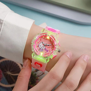 Planet Gates My Melody / CHINA Sanrio Watch Kawaii Melody Cinnamoroll Children LED Luminous Watch Kuromi Hello Kitty Student Wrist Watch Kids Birthday Gift Toy