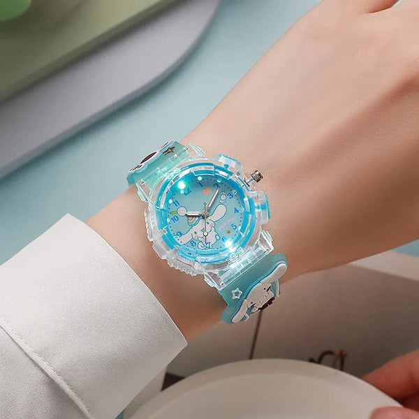 Planet Gates My Melody / CHINA Sanrio Watch Kawaii Melody Cinnamoroll Children LED Luminous Watch Kuromi Hello Kitty Student Wrist Watch Kids Birthday Gift Toy