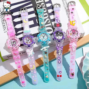 Planet Gates My Melody / CHINA Sanrio Watch Kawaii Melody Cinnamoroll Children LED Luminous Watch Kuromi Hello Kitty Student Wrist Watch Kids Birthday Gift Toy