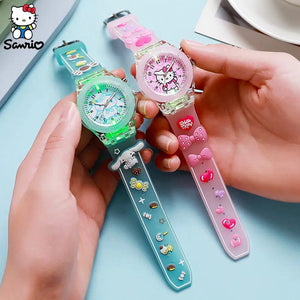 Planet Gates My Melody / CHINA Sanrio Watch Kawaii Melody Cinnamoroll Children LED Luminous Watch Kuromi Hello Kitty Student Wrist Watch Kids Birthday Gift Toy