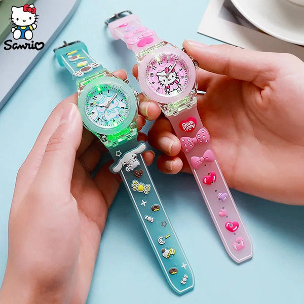 Planet Gates My Melody / CHINA Sanrio Watch Kawaii Melody Cinnamoroll Children LED Luminous Watch Kuromi Hello Kitty Student Wrist Watch Kids Birthday Gift Toy