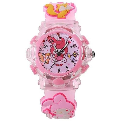 Planet Gates My Melody / CHINA Sanrio Watch Kawaii Melody Cinnamoroll Children LED Luminous Watch Kuromi Hello Kitty Student Wrist Watch Kids Birthday Gift Toy
