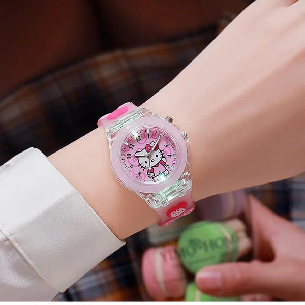 Planet Gates My Melody / CHINA Sanrio Watch Kawaii Melody Cinnamoroll Children LED Luminous Watch Kuromi Hello Kitty Student Wrist Watch Kids Birthday Gift Toy