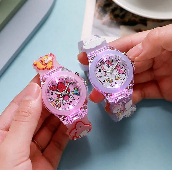 Planet Gates My Melody / CHINA Sanrio Watch Kawaii Melody Cinnamoroll Children LED Luminous Watch Kuromi Hello Kitty Student Wrist Watch Kids Birthday Gift Toy