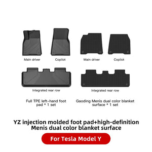 Planet Gates MY Menis dual color / france YZ For Tesla Floor Mats Model 3 Y 2021-2023 Car Four Seasons Waterproof Non-slip Floor Mat NEW  TPE Special Car Accessories