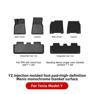 Planet Gates MY Menis Monochrome / france YZ For Tesla Floor Mats Model 3 Y 2021-2023 Car Four Seasons Waterproof Non-slip Floor Mat NEW  TPE Special Car Accessories