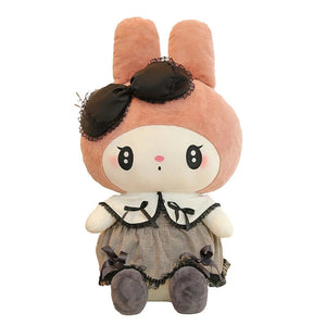 Planet Gates mymelody / 60cm Sanrios Black Kuromi Mymelody Plush Stuffed Dolls Kawaii Cartoon Sofa Cushion Pillow Dark Gothic Lace Toy Birthday Gift For Girl