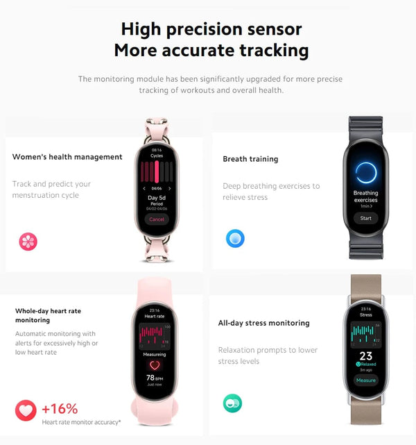 Planet Gates Mystic Rose Global Version Xiaomi Smart Band 9 1.62'' AMOLED display Up to 21-day battery life* rate and SpO₂ monitoring* 150+ sports modes