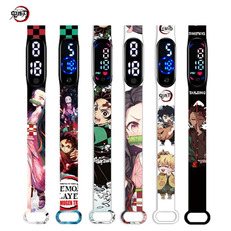 Planet Gates N New Demon Slayer LED Electronic Watch Kimetsu No Yaiba Anime Figure Digital Clock Silicone Printed Wristband Kids Birthday Gifts