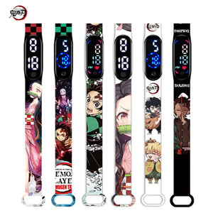 Planet Gates N New Demon Slayer LED Electronic Watch Kimetsu No Yaiba Anime Figure Digital Clock Silicone Printed Wristband Kids Birthday Gifts