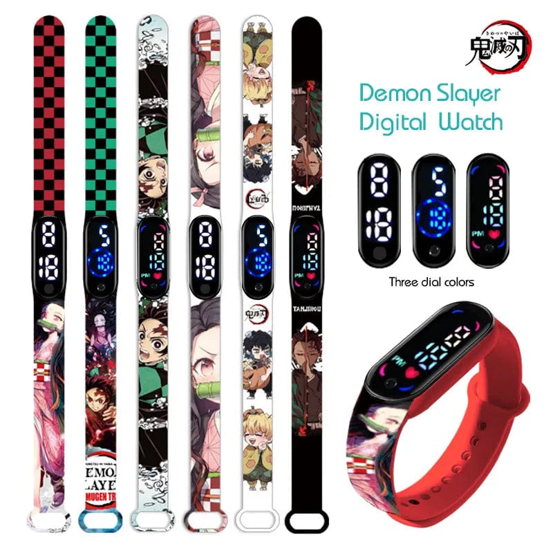 Planet Gates N New Demon Slayer LED Electronic Watch Kimetsu No Yaiba Anime Figure Digital Clock Silicone Printed Wristband Kids Birthday Gifts