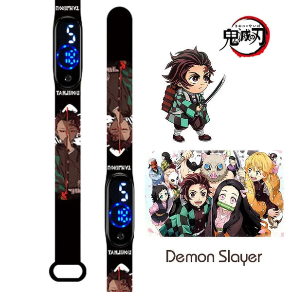 Planet Gates N New Demon Slayer LED Electronic Watch Kimetsu No Yaiba Anime Figure Digital Clock Silicone Printed Wristband Kids Birthday Gifts