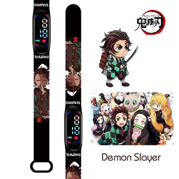 Planet Gates N New Demon Slayer LED Electronic Watch Kimetsu No Yaiba Anime Figure Digital Clock Silicone Printed Wristband Kids Birthday Gifts