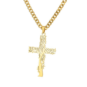 Planet Gates N04135G-4 / 45cm / CHINA Zircon Cross Pendant Necklace for Women Gold Color Stainless Steel Collar Neckalces 2024 Trend Goth Party Wedding Jewelry Gifts
