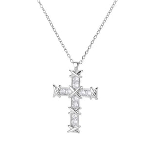 Planet Gates N05307P / 45cm / CHINA Zircon Cross Pendant Necklace for Women Gold Color Stainless Steel Collar Neckalces 2024 Trend Goth Party Wedding Jewelry Gifts
