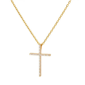 Planet Gates N05314G / 45cm / CHINA Zircon Cross Pendant Necklace for Women Gold Color Stainless Steel Collar Neckalces 2024 Trend Goth Party Wedding Jewelry Gifts